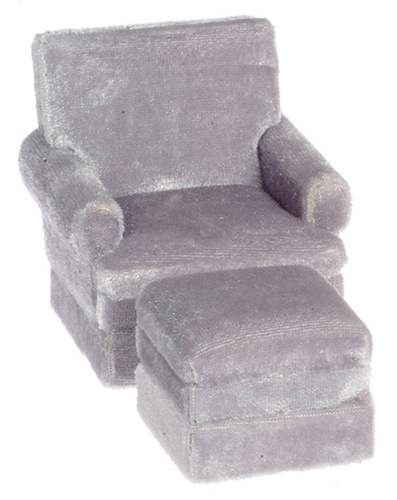 Traditional Chair, Ottoman, Gray, Walnut